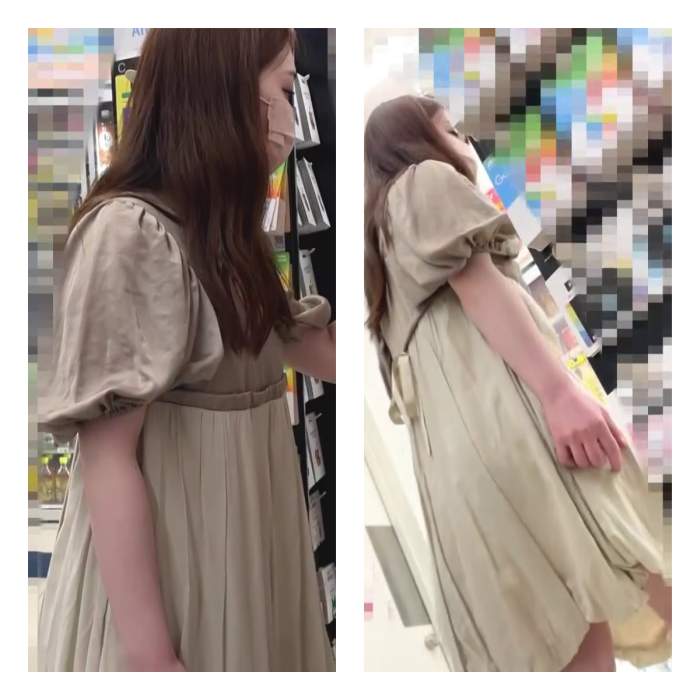 卑猥すぎるパンチラたっぷり盗撮♡おっぱい見えすぎ注意報発令中！可愛い顔して深夜のコン◯ニをノーブラで徘徊するハレンチ娘♡-003