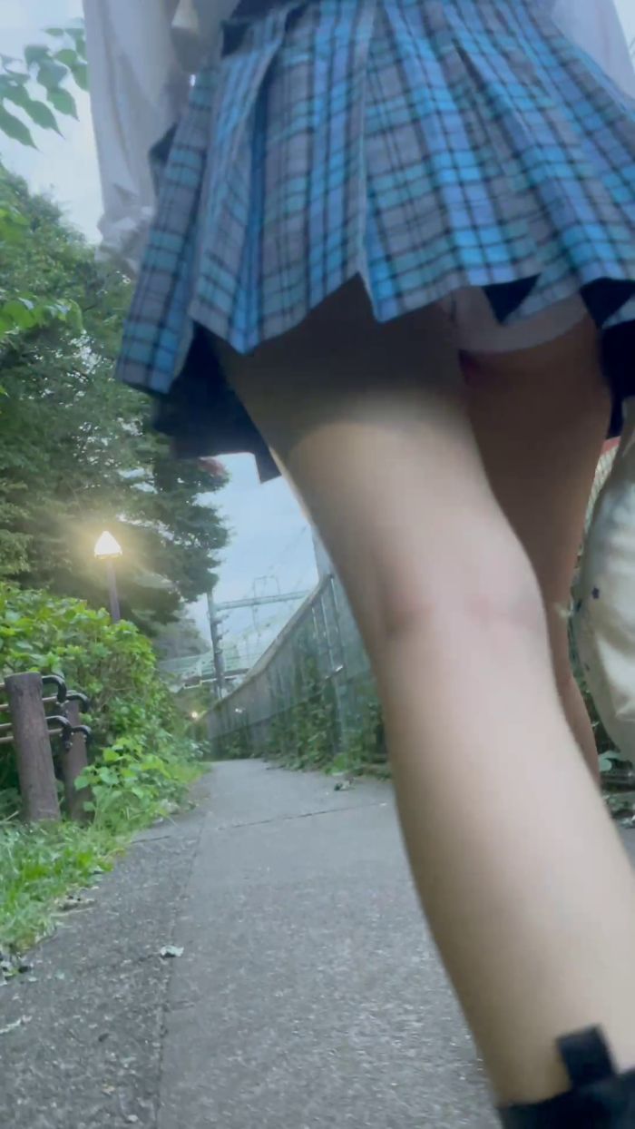 JK盗撮日記⑩ 青チェックミニスカ制服JKを尾行-010