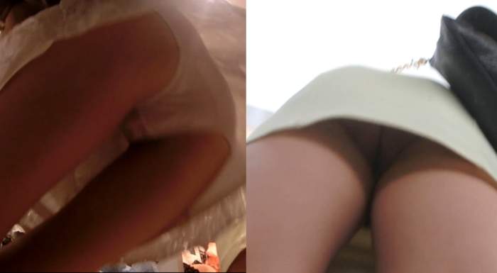 【再販】Pがずれ込みワ◯メが丸見え！おしゃれ女子2人の買い物中の無防備Wパンチラたっぷり盗撮♡-003