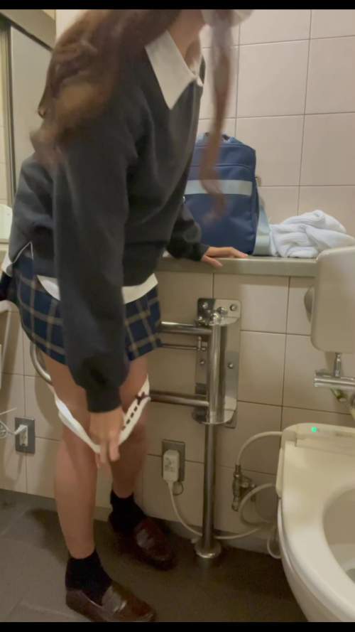 JK盗撮日記44　続・青チェック小悪魔ルーズソックス美脚ギャルJKを電車BOX席とトイレ内で盗撮【※電車内対面撮影バレ・接写有り-008