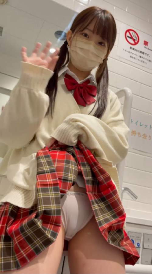 JK盗撮日記51　続・小悪魔赤チェック東京○川女子ツインテロリロリJKを電車内とトイレ内で盗撮【※撮影バレ・パンチラ交-010