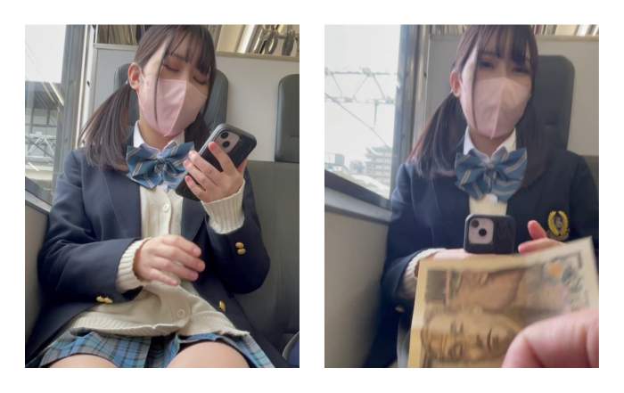 JK盗撮日記53　青チェック超激カワツインテ美脚JKを電車内で盗撮【カメラ目線・対面撮影バレ】-005